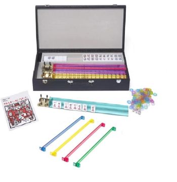 Mahjong Set in Black Leather Case
